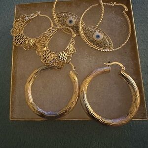 Elegant Gold Hoop Earrings Set (3pairs)
